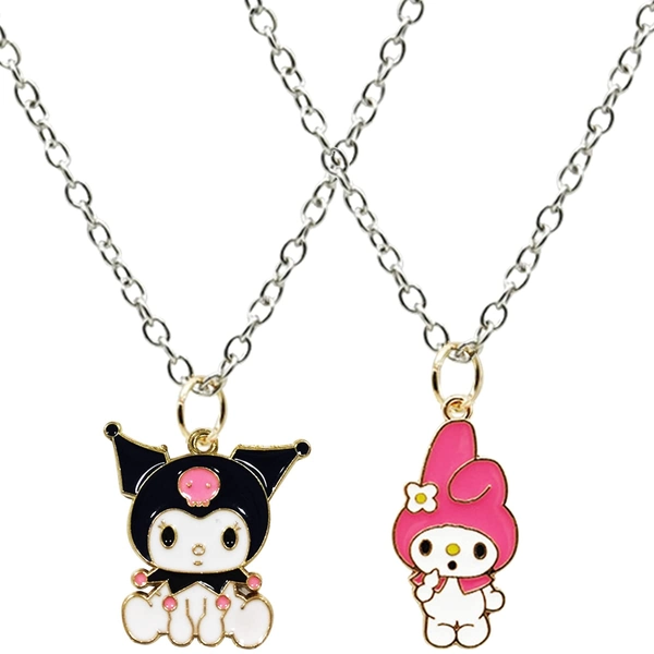 2-delige meisjesketting, Kuromi ketting, My Melody ketting, Kids Cartoon ketting, Meisjes Kuromi sieraden, hanger ketting voor meisjes, accessoires hanger, sieraden cadeau voor meisjes vrouwen, mijn Melody sieraden