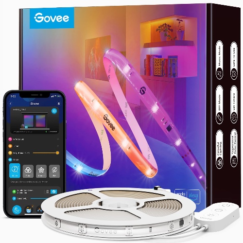 Govee RGBIC Pro Ledstrip, 10 m, werkt met Alexa en Google Assistant, gecoat lichtband, synchroniseer met muziek, app-bediening, kleurverandering, geschikt voor thuis en in de slaapkamer - 10m