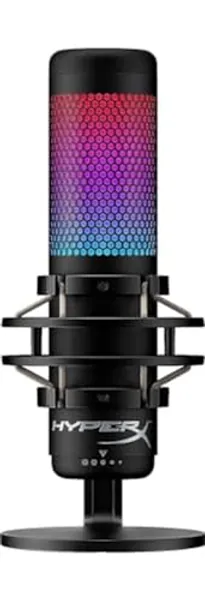 HyperX QuadCast S – RGB USB Condenser Microphone for PC, PS4, PS5 and Mac, Anti-Vibration Shock Mount, 4 Polar Patterns, Pop Filter, Gain Control, Gaming, Streaming, Podcasts, Twitch, YouTube, Discord