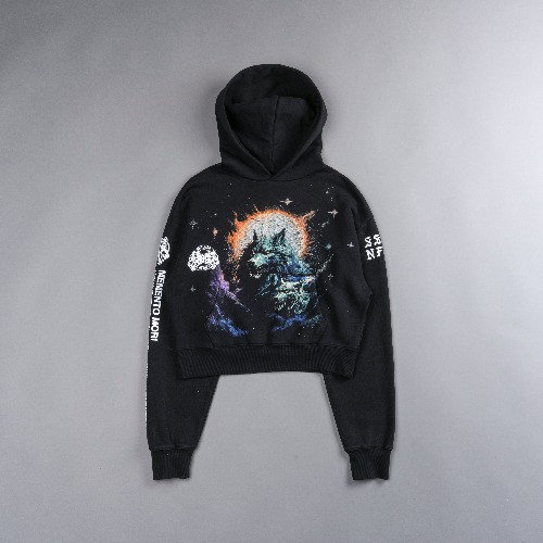 Howling At The Moon "Owen" (Cropped) Hoodie in Black | S
