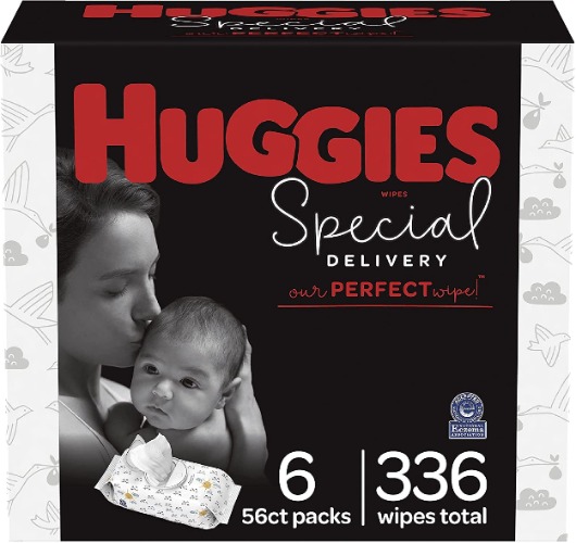 Hypoallergenic Baby Wipes, Unscented, Huggies Special Delivery Baby Diaper Wipes, Safe for Sensitive Skin, 99% Purified Water, 6 Push Button Packs (336 Wipes Total), 56 Count (Pack of 6) - 6 Flip-Top Packs