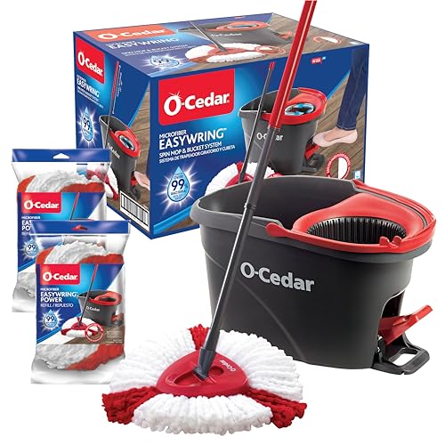 O-Cedar EasyWring Spin Mop & Bucket System +2 Power Refills, 1 CT - EW + 2 Power Refills