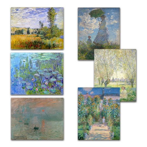 Goipwss Monet Wall Art Aesthetic Posters Water Lilies Claude Monet Prints Famous Art Prints Posters Oil Classic Paintings Fine Art Vintage Pictures for Bedroom 8x10inch 6PCS - Monet