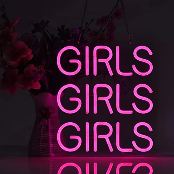 Neon Signs Girls Beer Bar Home Art Neon Light LED Neon Lights Sign with Dimmer for Bedroom Office Hotel Pub Cafe Recreation Room Man Cave Wall Sign Decor(Pink)