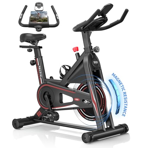 Exercise Bike, DMASUN Magnetic Resistance Pro Indoor Cycling Bike 330/350Lbs Weight Capacity Stationary Bike, Comfortable Seat Cushion, Multi - grips Handlebar, Heavy Flywheel Upgraded Version - Magnetic Model