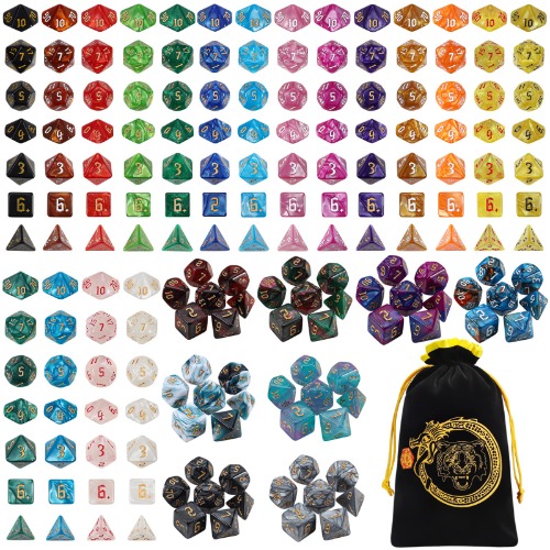 DND Dice Sets - 26 X 7 Polyhedral Dice (182pcs) with a Large Drawstring Bag Great for Dungeons and Dragons, Role Playing Table Game