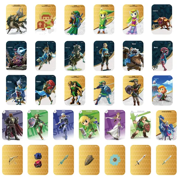 32pcs NFC Mini Cards Compatible with The Legend of Zld Breath of The Wild Botw Amiibo Cards for Switch/Switch Lite