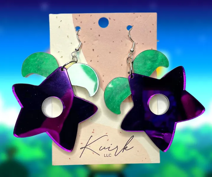 Laser Cut Stardew Valley Stardrop Mirrored Acrylic Earrings Gift For Gamer