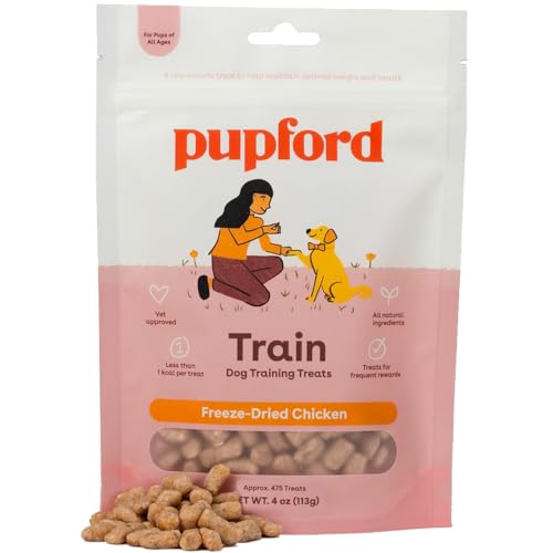 Pupford Freeze Dried Dog Training Treats | 475+ Dog & Puppy Treats Per Bag - Low Calorie, Healthy, Savory & Delicious, The Perfect High Value Training Reward - Made in USA | Options: Beef Liver, Rabbit, Salmon, Sweet Potato, & Chicken (Chicken) - Chicken