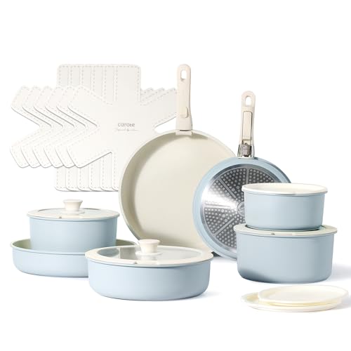 CAROTE 21pcs Detachable Handle, Pots and Pans Set, Nonstick Cookware Set 