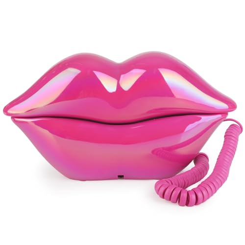 Sangyn Lip Phone Cute Corded Lip Telephones Novelty Sexy Mouth Wired Phone Cartoon Shaped Real Landline Telephone for Home Office Shops and Art Decor - Rose 1