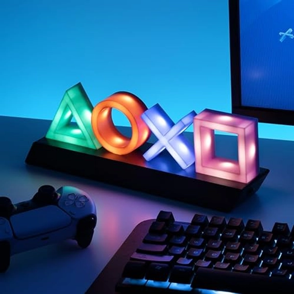 Paladone Playstation Controller Icons Light with 3 Light Modes - Sound Reactive, Dynamic Phasing, and Standard Mode - Gaming Desk Accessories and Game Room Decor