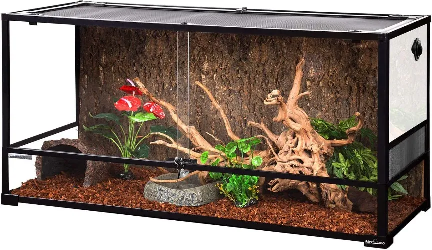 Amazon.com : REPTI ZOO 85 Gallon Large Reptile Tank, Wide & Tall Tempered Glass Large Reptile Terrarium 47.2" x 17.7"x 23.6" for Tortoise Snake, Top Screen Ventilation & Anti Escape Lid : Pet Supplies