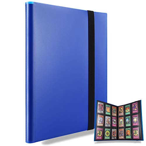 MUROAD 360 Pockets Trading Card Binder Album, Side Loading PP Pockets, Standard Size Cards Protector, Compatible with Yugioh Pokemon Card Holder(Blue) - Blue