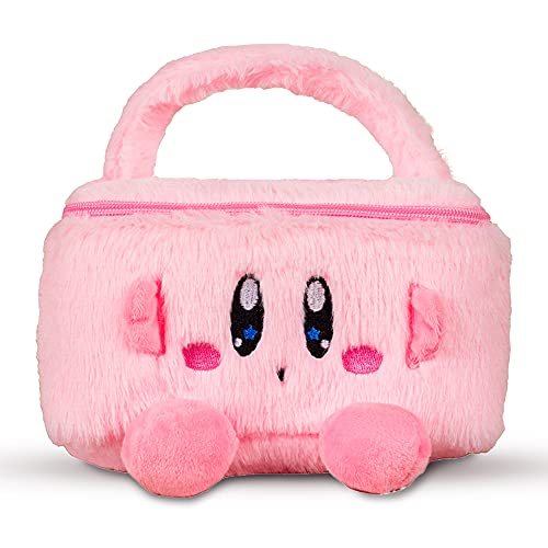 JoeRita Pink Makeup Bag Portable Cosmetic Bag, Plush Travel Makeup Bag with Handle Toiletry Storage Organizer Case for Women Girls - Pink