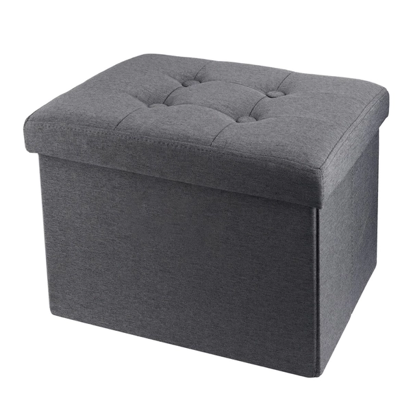 ALASDO Storage Ottoman Folding Rectangle Cube Coffee Table Multipurpose Foot Rest Short Children Sofa Stool Linen Fabric Ottomans Bench Foot Rest for Bedroom L17W13H13(Grey) - 17*13*13inch Grey