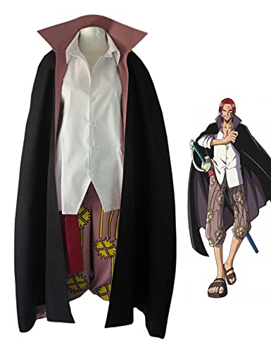 KITAT Red Hair Shanks Cosplay Costume Anime One Piece Overcoat Uniform Set for Men Boys - Small