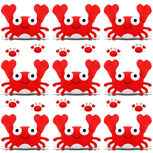 9 Pack Lobster Crab Stuffed Animal Lobster Crab Plush Cute Lobster Crab Doll Toy Soft Small Stuffed Lobster Crab Hanging Ornaments for Keys Purse Backpack Bags DIY Birthday Party Favors(Crab) - Crab