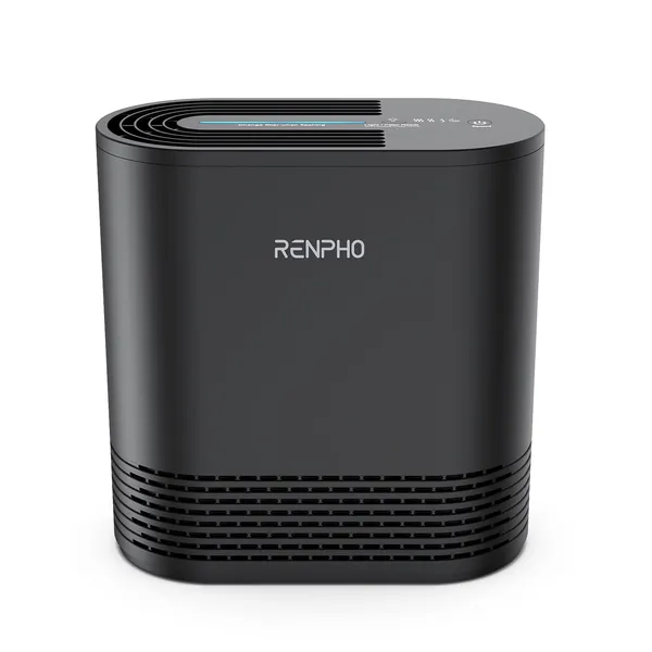 RENPHO Air Purifiers for Bedroom, HEPA Filter Air Purifiers with 22dB Quiet 4 Speed Control for Allergies, Pets, Smoke, Dust, Pollen, Small Air Cleaner for Home Office Living Room Kitchen, Black - Black