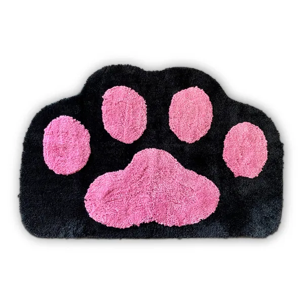 Cricket & Junebug Bathroom Rug/Mat Cat Paws 23x35 Inch (Black & Pink) - Black & Pink