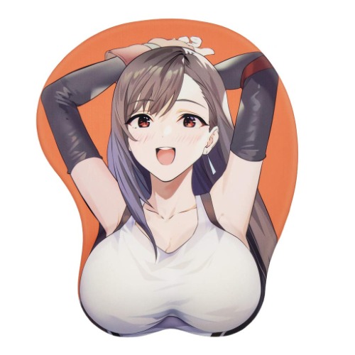 Final Fantasy VII Tifa Orange Anime Mouse Pads Boob Oppai Gaming 3D Mousepads 2Way Skin (MP-Tifa C)