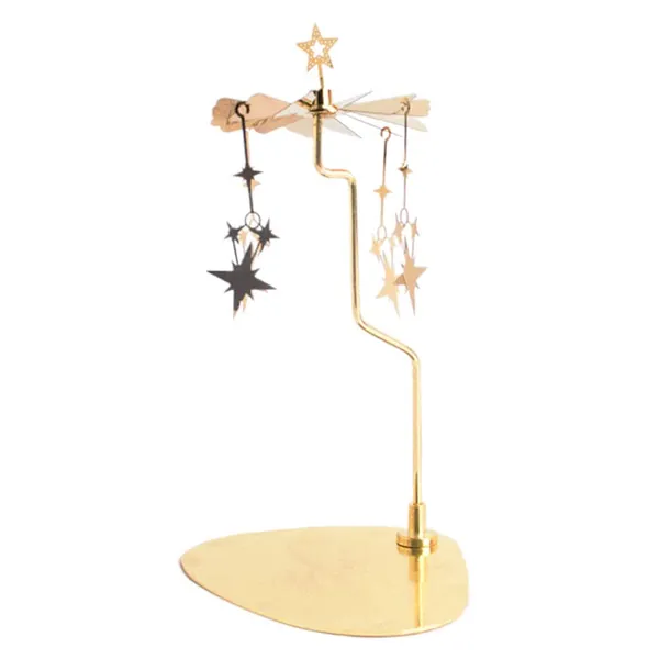 FAKEME Rotating Candlestick Christmas Carousel Tea Light Candle Holder Stand Tray for Home Birthday Wedding Party Table Decorations - Star