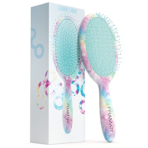 Framar Hair Brush Detangler – Hair Brushes for Women, Detangling Brush For Curly Hair, Detangle Brush, Wet Hair Brush for Thick Hair, Womens Hair Brush For Curly Hair, Brushes For Hair – Blue Tie Dye - Blue Tie Dye