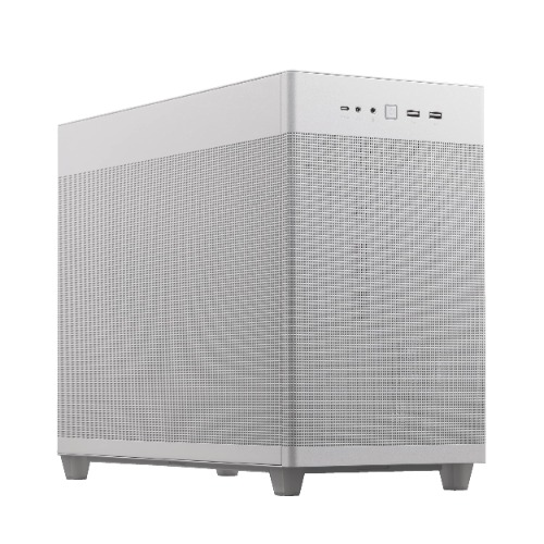 ASUS Prime AP201 (White) is a Stylish 33-liter MicroATX Case with Tool-free Side Panels and a Quasi-filter Mesh, with Support for 360mm Coolers, Graphics Cards up to 338mm Long, and Standard ATX PSUs