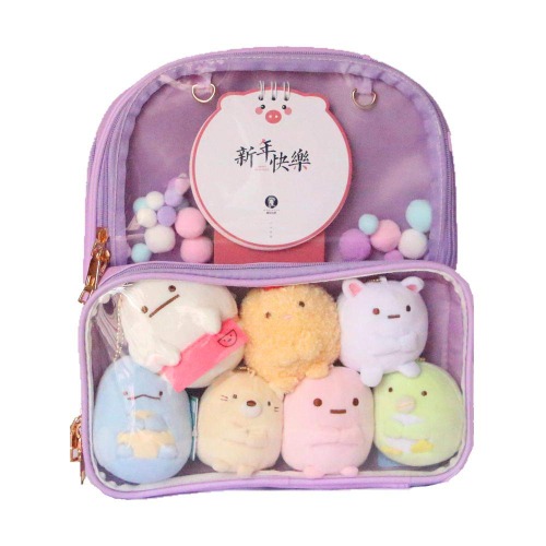 Patty Both Clear Backpack Transparent Ita Bag For Anime Lolita Bag DIY Cosplay (Ita Bag, Purple) - Ita Bag Purple