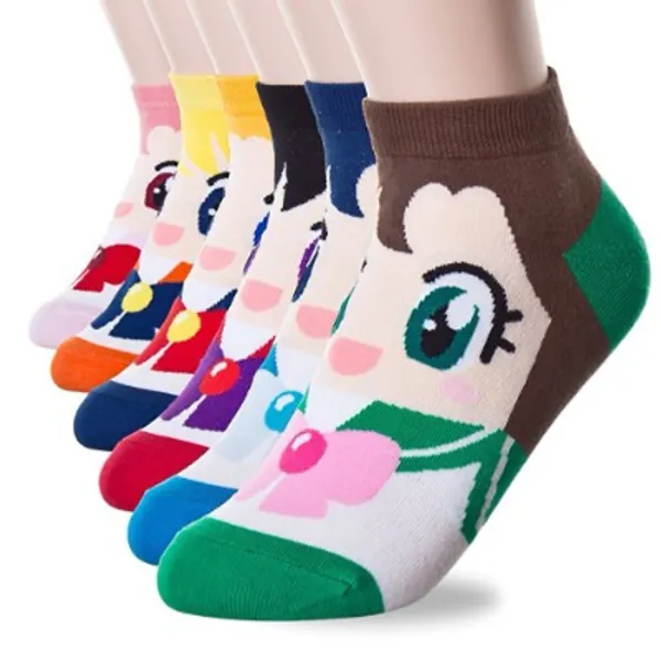 Yancos Sailor Moon Cute Cartoon Socks 6 Pairs, Multicoloured, One Size