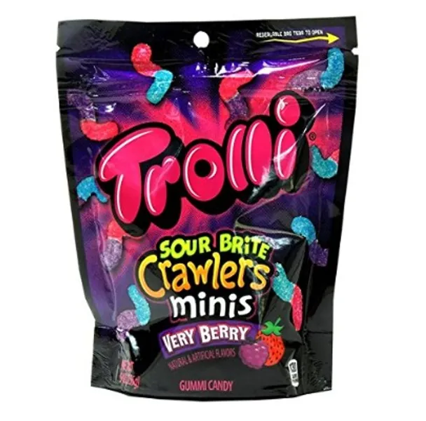 Trolli Sour Brite Crawler Very Berry - Pouch, 1 Count (SUGAR CANDY - REGULAR SIZE)