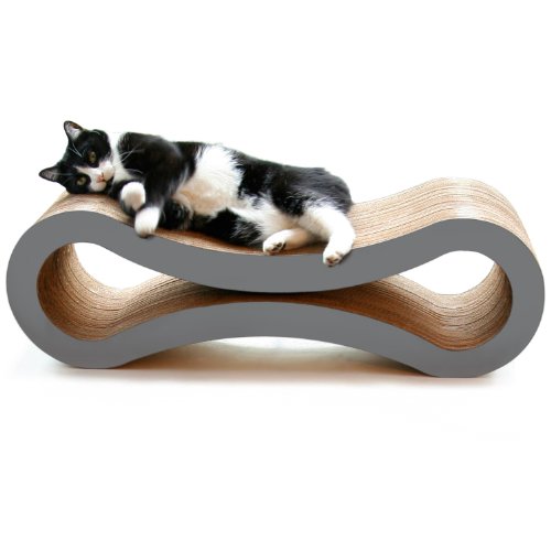PetFusion Ultimate Cat Scratcher Lounge, Reversible Infinity Scratcher in Multiple Colors. Made from Recycled Corrugated Cardboard, Durable & Long Lasting. 1 Yr Warranty - Slate Grey - Ultimate Cat Scratcher Lounge