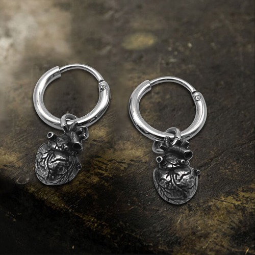 Anatomical Heart Organ Stainless Steel Earrings - Stainless Steel / A Pair