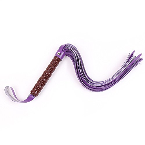 Fun SM Purple Leather Whip For Men And Women Brown Tassel Handle Leather Whip