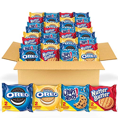 OREO Original, OREO Golden, CHIPS AHOY! & Nutter Butter Cookie Snacks Variety Pack, Christmas Cookies Stocking Stuffers, 56 Snack Packs (2 Cookies Per Pack)