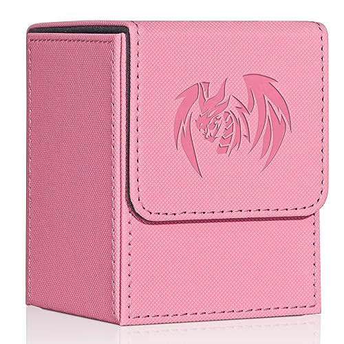 UAONO Card Deck Box für Yugioh MTG, Sammelkarten Box hält 100+ Einzel Gesleevte Karten mit 2 Teilern Passend, Karte Aufbewahrungsbox Kompatibel mit Magic Cards Spielkarten (Rosa, Sky Dragon) - Rosa