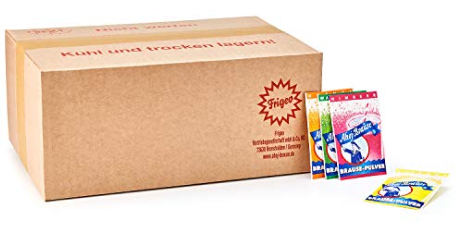 Ahoj-Brause Brause-Pulver – prickelnde süß-saure Brause in Pulverform, zum Naschen oder zum Vermengen mit Wasser, vegan, Vorrats-Box, 500 Beutel, in der 2,9 kg Tüte