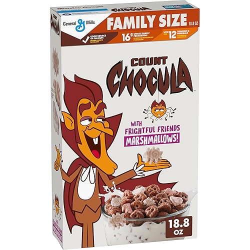 Count Chocula Cereal with Monster Marshmallows, Kids Breakfast Cereal, Limited Edition, Made with Whole Grain, Family Size, 18.8 oz - Count Chocula - 18.8 Ounce (Pack of 1)