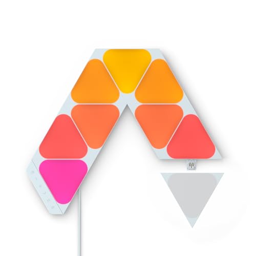 Nanoleaf Shapes WiFi and Thread Smart RGBW 16M+ Color LED Dimmable Gaming and Home Decor Wall Lights Smarter Kits (Mini Triangles Smarter Kit (9 Pack)) - Mini Triangles Smarter Kit (9 Pack)