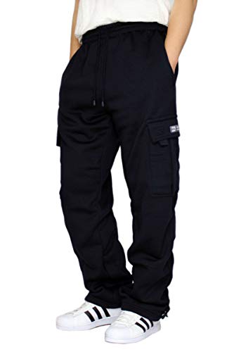 DREAM USA Men's Heavyweight Fleece Cargo Sweatpants - 5X-Large - Navy