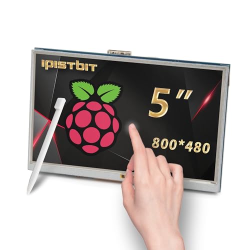 iPistBit 5'' Raspberry Pi Screen, Touchscreen Monitor 800x480 HDMI Mini Monitor for Raspberry Pi 400/4/3/2/Zero/B/B+, Windows 11/10/8/7