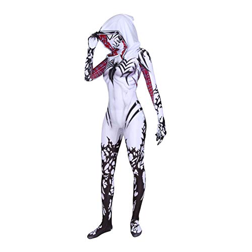 Gwen Stacy Cosplay Costume Into The Spider Verse Gwenom Spandex Fabric Halloween Superhero Bodysuit … - Adult-S - White