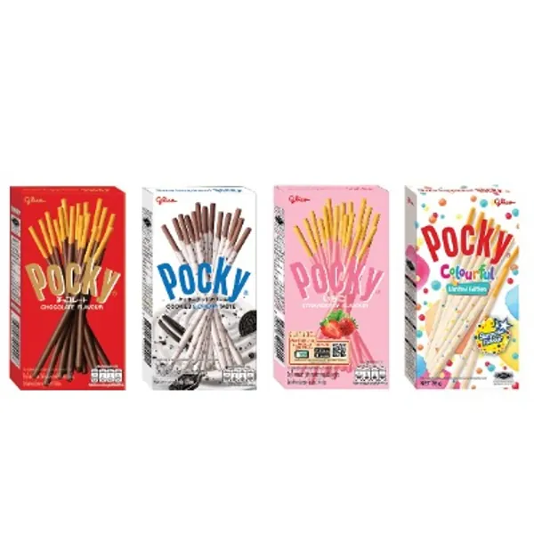 Pocky Surprise Pack (4 Packs) - Cookies & Cream, Strawberry, Chocolate, Limited Edition Colourful Surprise Flavour