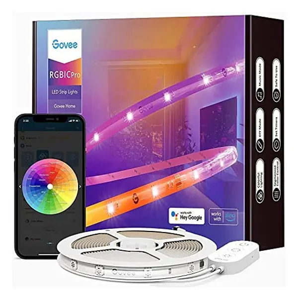 
                            Govee RGBIC Alexa LED Strip Light, 5m Smart WiFi App Control, Alexa and Google Assistant Compatible, Music Sync LED Lights for Bedroom, Living Room
                        