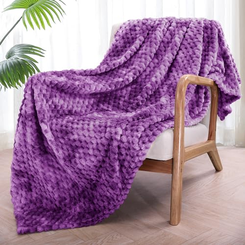 Exclusivo Mezcla Extra Large Soft Fleece Throw Blanket, 50x70 Inches 3D Clouds Stylish Jacquard Throw Blanket for Couch, Cozy, Warm and Lightweight for Winter, Tie-dye Purple Blanket - Tie-dye Purple - Throw ( 50x70 IN )