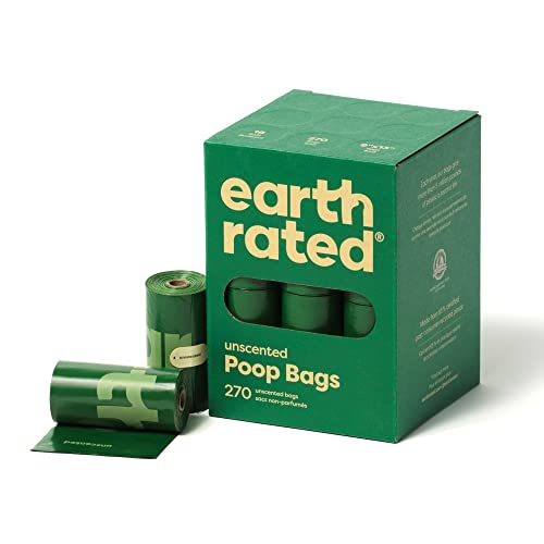 Earth Rated Dog Poop Bags, Guaranteed Leak Proof and Extra Thick Waste Bag Refill Rolls For Dogs, Unscented, 270 Count - 270 Bags - Unscented