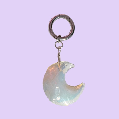 Opal Crescent Boot Charm | Silver