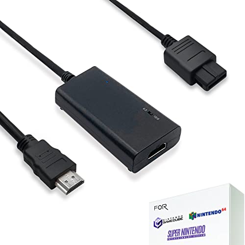 HDMI Cable for Nintendo 64 N64, Super Nintendo SNES (2-in-1), SNES/N64 to HDMI Adapter with S-Video Signal Output (Better Video Quality), HD Converter with 4:3/16:9 Switch