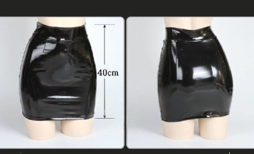 Soul Snatch | Parts : "Life's Short" High Waist Miniskirt - L / A mirror patent leather Long