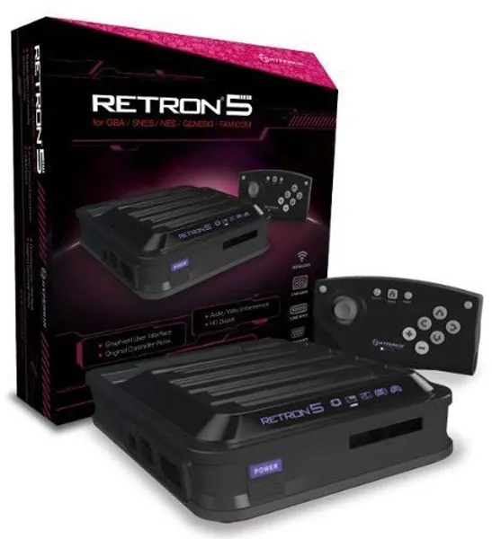 Hyperkin RetroN 5: HD Gaming Console for Game Boy Advance/ Game Boy Color/ Game Boy/ Super NES/ NES/ Super Famicom/ Famicom/ Genesis/ Mega Drive/ Sega Master System (Black) - Black RetroN 5 Console